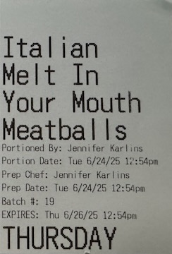 Batch Portion label example