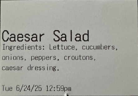 Custom Ingredient label example